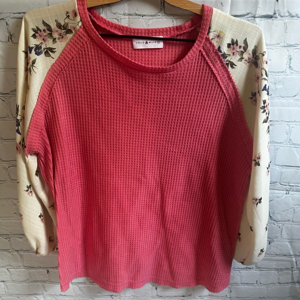 Chic & Simple Pink Floral Sleeve Sweatshirt